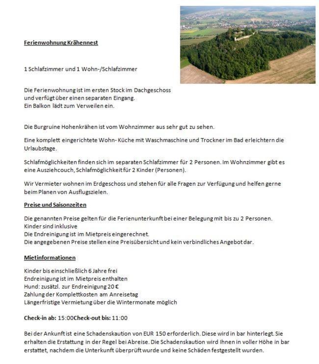 Ferienwohnung Kraehennest In Den Hegaubergen - Naehe Bodensee Muhlhausen-Ehingen Zewnętrze zdjęcie